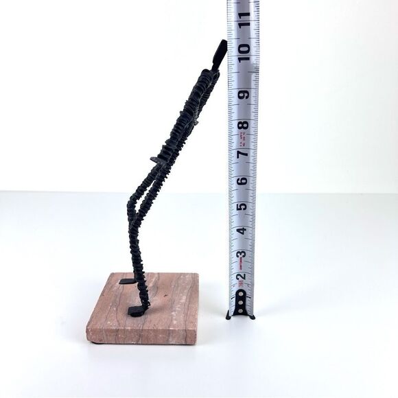 Vintage Brutalist Metal Wire Figure Sculpture On Stone Base MCM Art - Picture 8 of 10